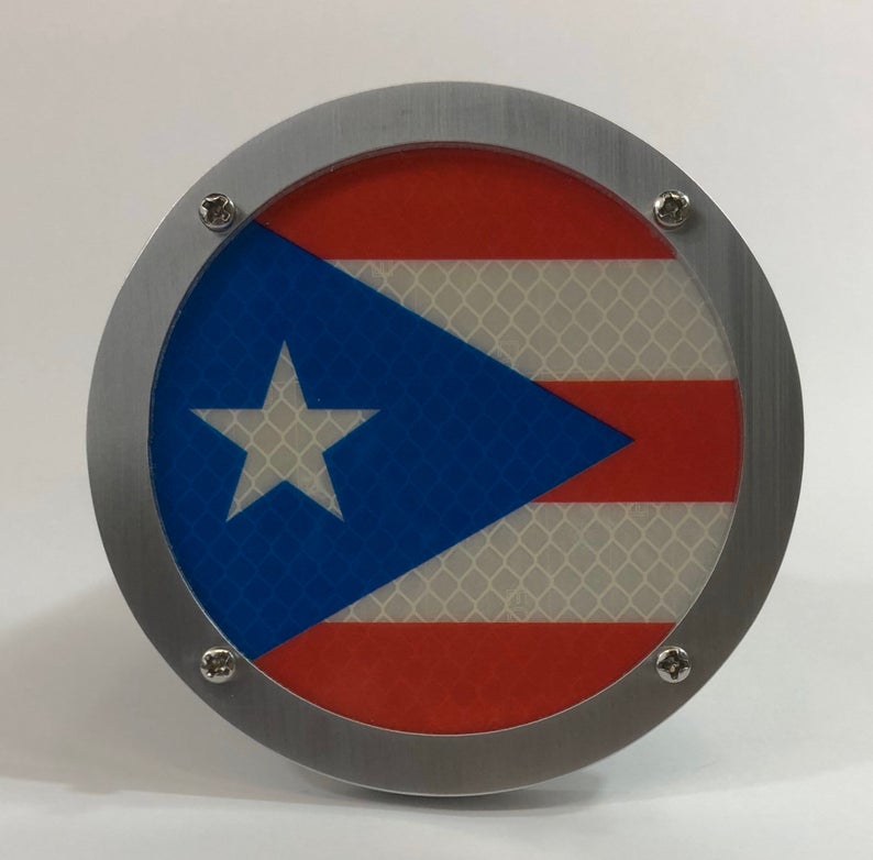 Puerto Rico Flag Round Reflective Hitch Cover 1st Amendment Hitch Covers