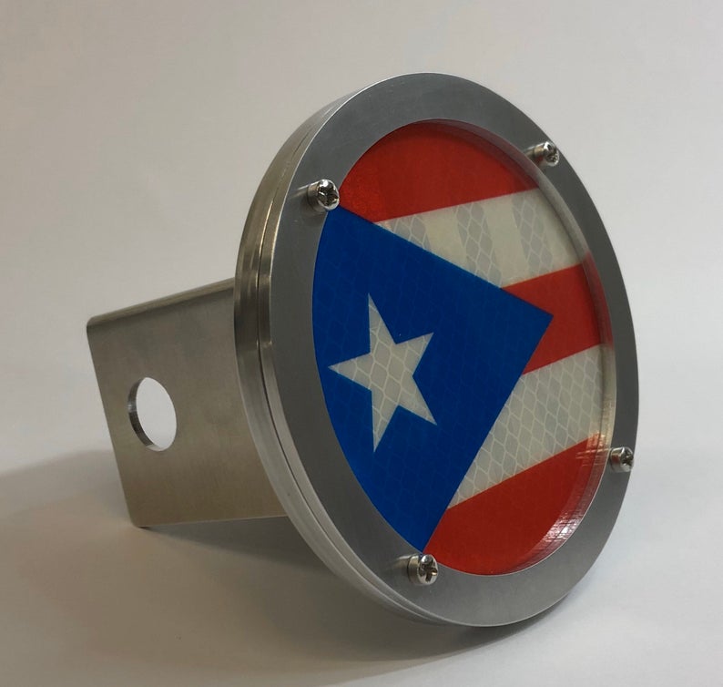 Puerto Rico Flag Round Reflective Hitch Cover 1st Amendment Hitch Covers