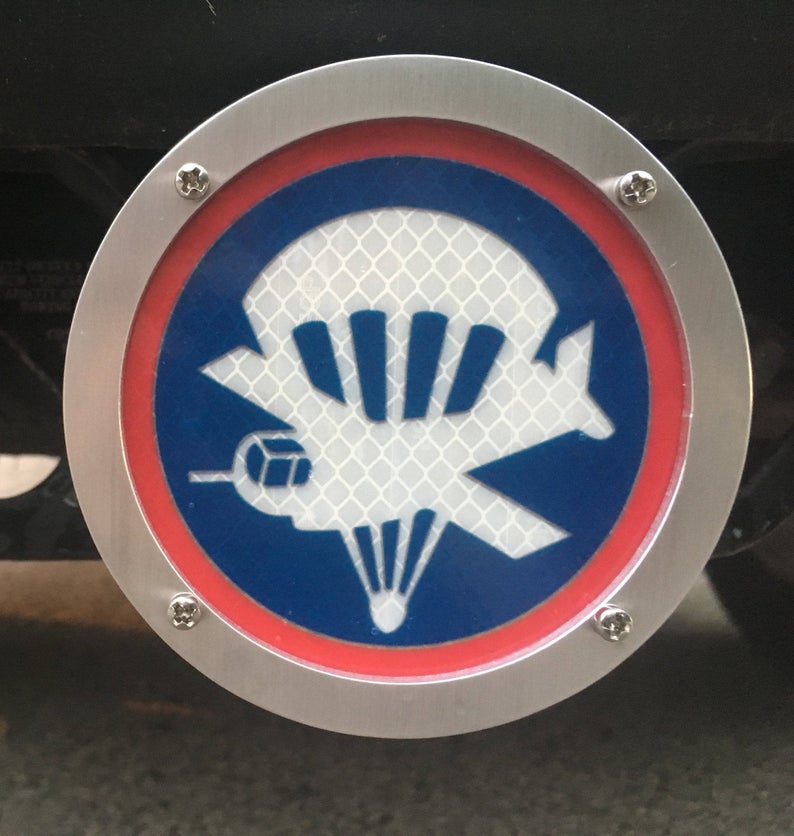 US Army Paratrooper and Glider Round Reflective Hitch Cover 1st
