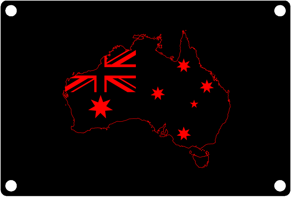 Australia National Outline with Flag