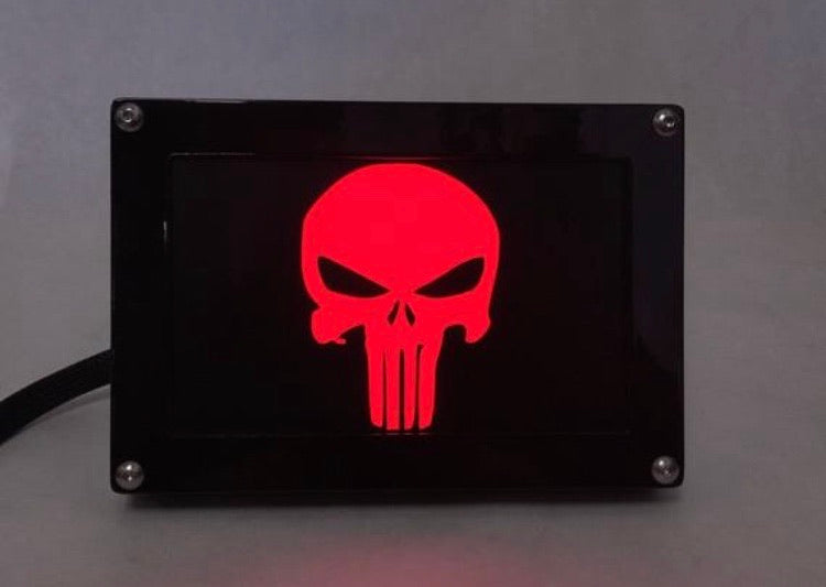 thumbnail image 2 of Punisher Skull Flag Trailer Hitch Cover - 2" Receiver, Black & Army Green Aluminum 2 of 3